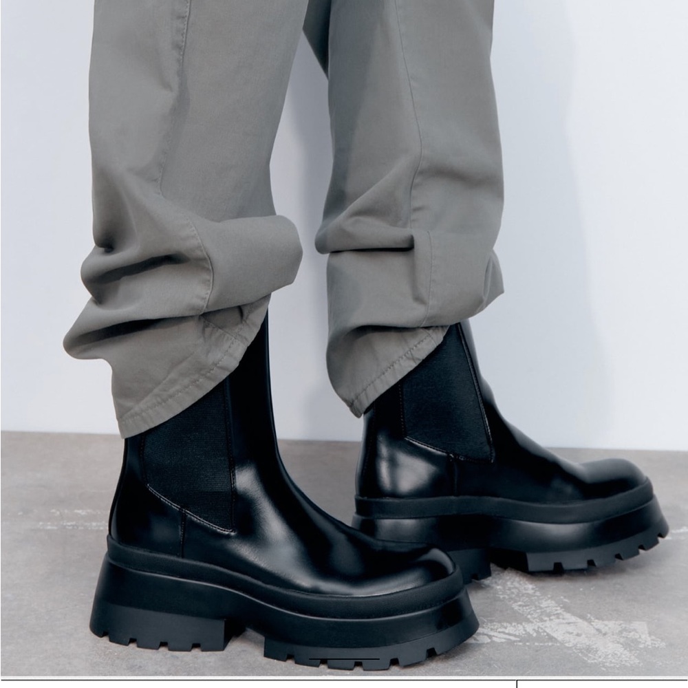 Zara chunky sole black boots
